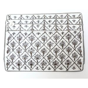 Set of 4 Beaded Cushion Covers Holiday Embellished White Pillowcases Christmas